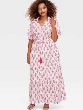 NWT - Roller Rabbit x Target Pink Printed Maxi Dress with Tie Waist